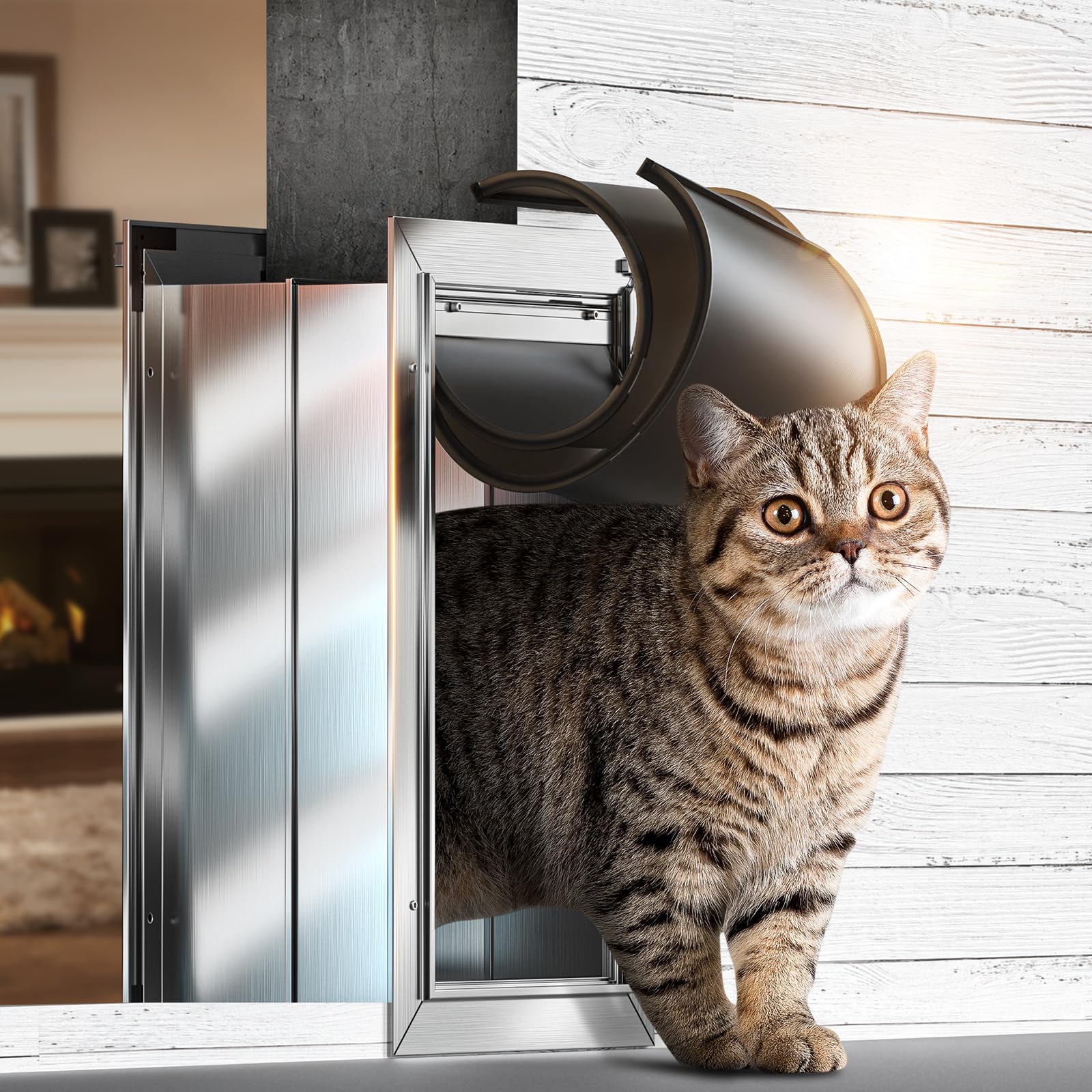All-Aluminum Pet Door For Wall - Double Magnetic Flaps For Cats & Small Dogs Up To 22 Lbs