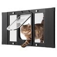 thumbnail image 1 of Cat Door for Window, Adjustable to Fit Window Width 31"-36", 4 Secure Lock Modes, Aluminum Frame and High-Transparency Glass, Magnetic Closure, Weatherproof Quick-Fit Pet Door for Cats, Black, 1 of 9