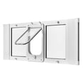 thumbnail image 1 of Cat Door for Window, Adjustable to Fit Window Width 35"-40", 4 Secure Lock Modes, Aluminum Frame and High-Transparency Glass, Magnetic Closure, Weatherproof Quick-Fit Pet Door for Cats, White, 1 of 13
