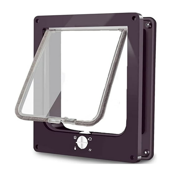 Cat Doors(Outer Size 11.6" x 10"), 4-Way Locking Cat Door for Interior Exterior Doors, Weatherproof pet Door with Magnet for Cat or Dog < 23.6 inches in Girth(Brown XL)