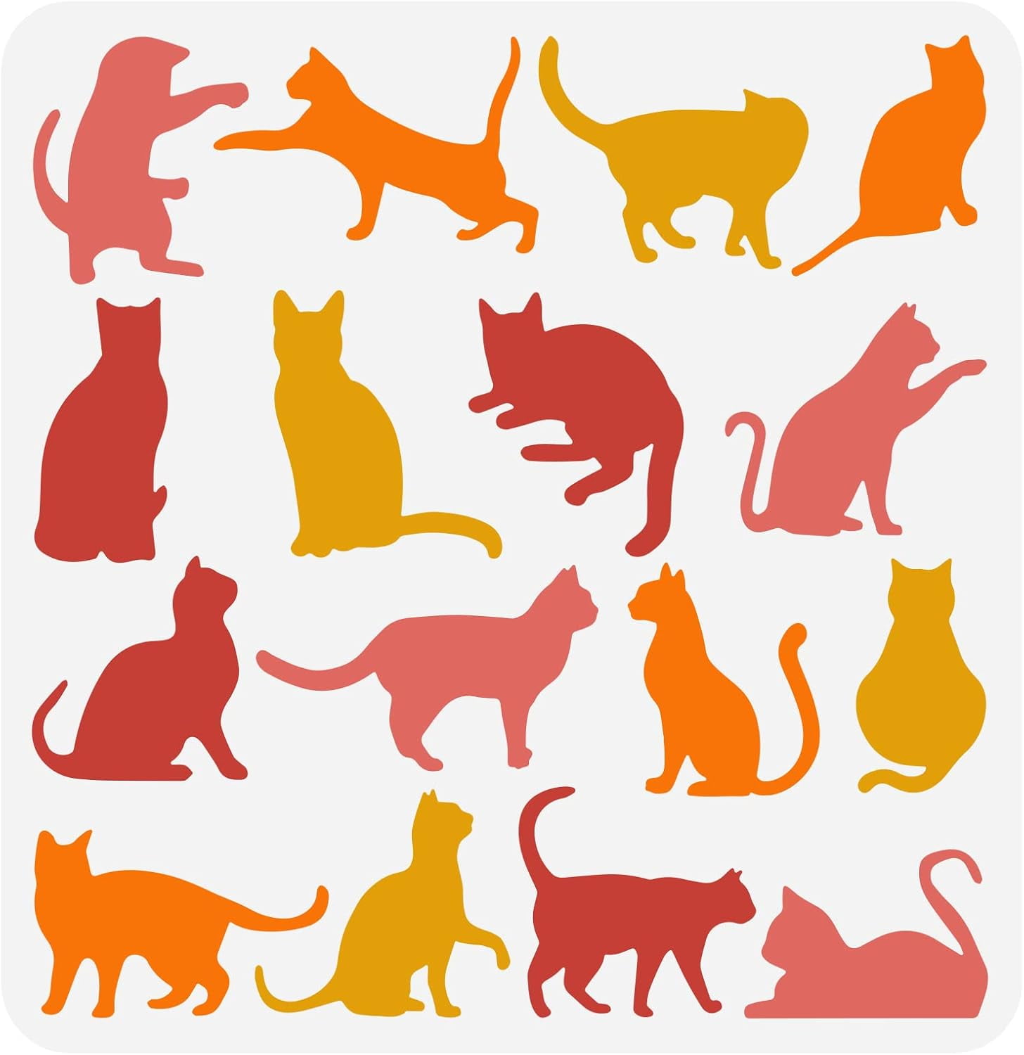 Cat Drawing Stencil 30x30cm Reusable Cat Painting Template DIY Craft ...
