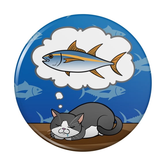 Cat Dreaming of Fish Kitchen Refrigerator Locker Button Magnet