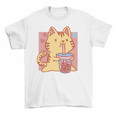 thumbnail image 1 of Cat Drinking Boba Milk Tea T-Shirt Women Unisex, 1 of 2