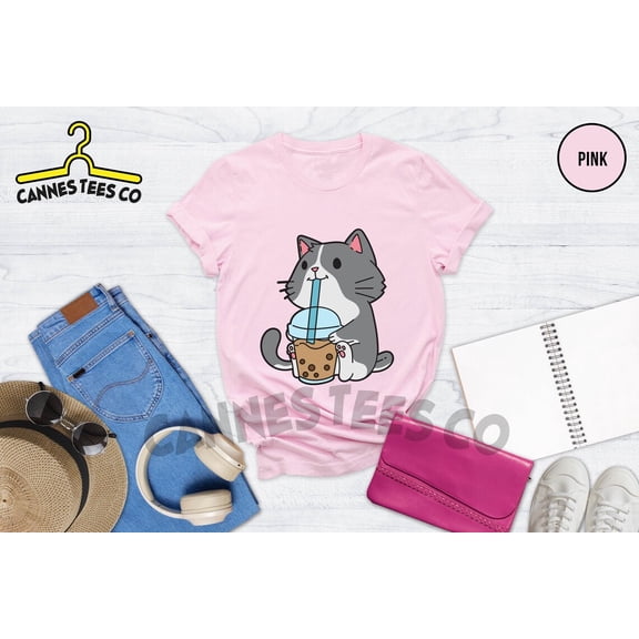 Cat Drinking Bubble Tea Shirt, Cute Boba Bubble Shirt, Bubble Tea Lovers Gift, Cat Lover Shirt, Cat Mom Shirt, Boba Bubble Tea Shirt All Size S-3Xl