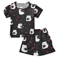 thumbnail image 1 of Cat Drinking Water Pattern Summer Pajama Set Soft Cotton Short Sleeve Sleepwear 2PCS Pajama Sets Breathable Lounge Set Size 12Y, 1 of 7