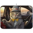 thumbnail image 1 of Cat Driver Dish Drying Mat for Kitchen Counter, Ultra Absorbent Reversible Microfiber Dishes Drying Rack Pad Heat-resistant Mats 16x18in, 1 of 7