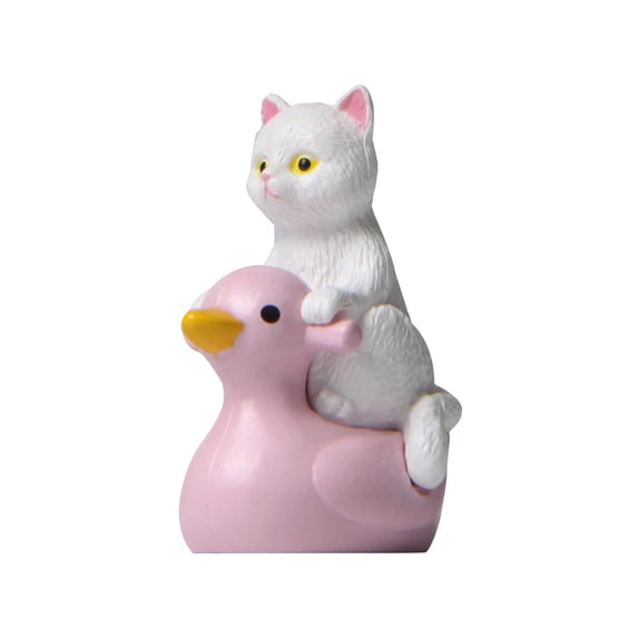 Cat and Duck Garden Figurine Miniature Garden Statue Decorative Landscape Ornament for Flower Pot Fairy Garden Patio Courtyard Potted Plant Decor Outdoor Garden Accent