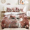thumbnail image 1 of Cat Duvet Cover Set, 3D Animals Flower Pet Cat Kitten Gifts Girls Kids Comforter Cover Set,Cat Lovers Quilt Cover with 2 Pillowcases,3 Pieces Pink, 1 of 4