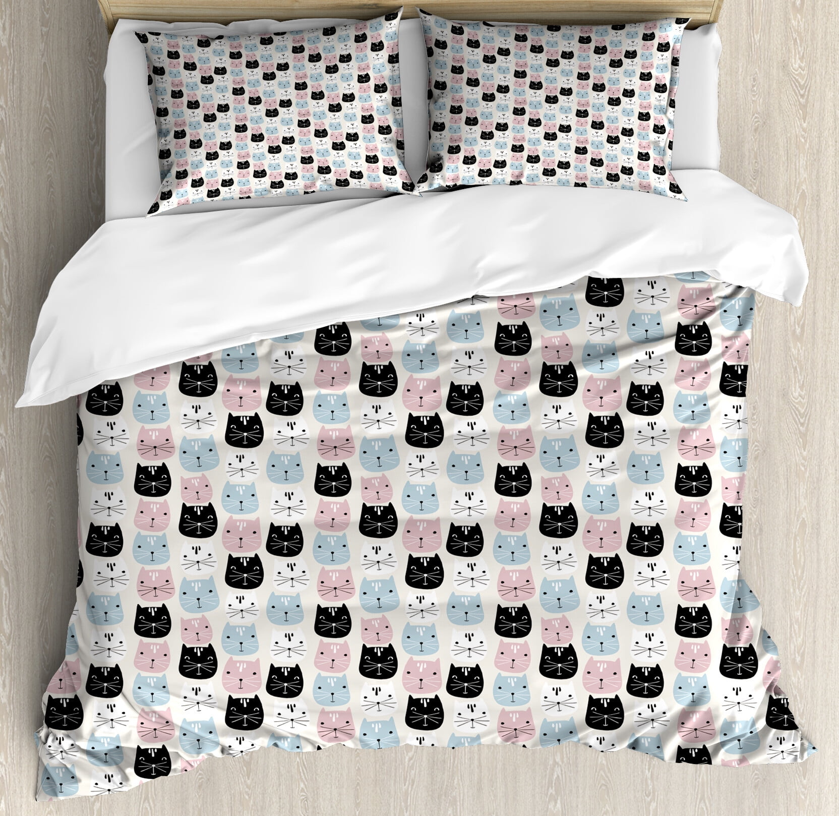 Multicolored Cats 3-Piece Quilted Bedding Set NCU0PD322