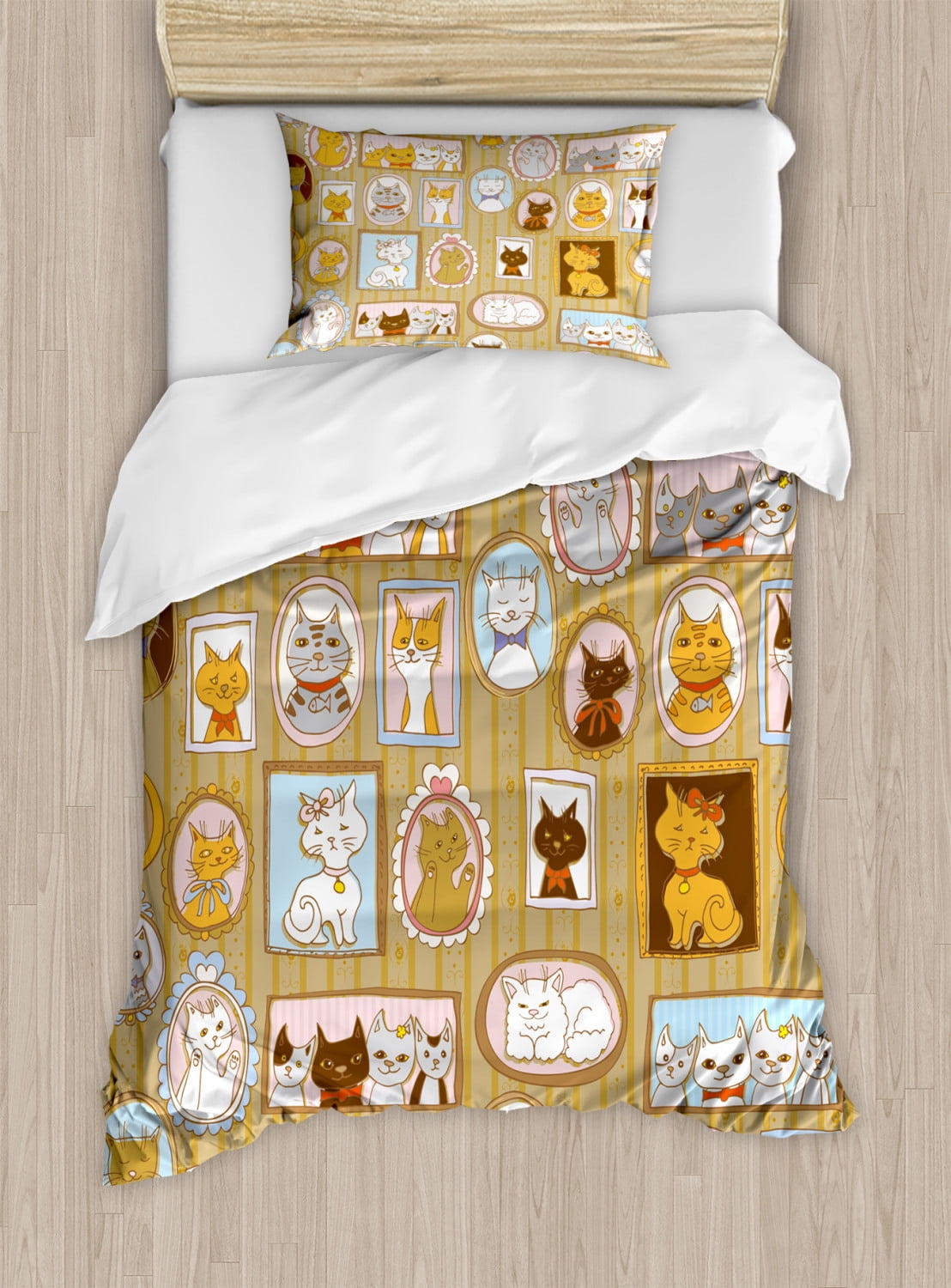 Grandma Nana Cat Pattern Print Duvet Cover Bedding Set