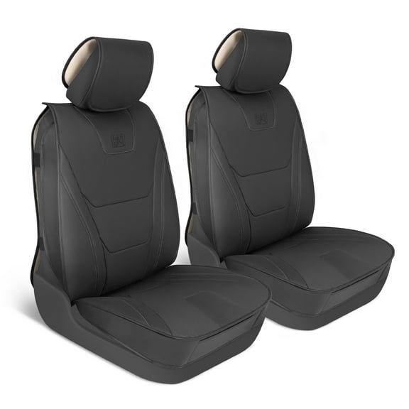 Cat® EDGE Deluxe Car Seat Covers for Front Seats - Premium Faux Leather - Black