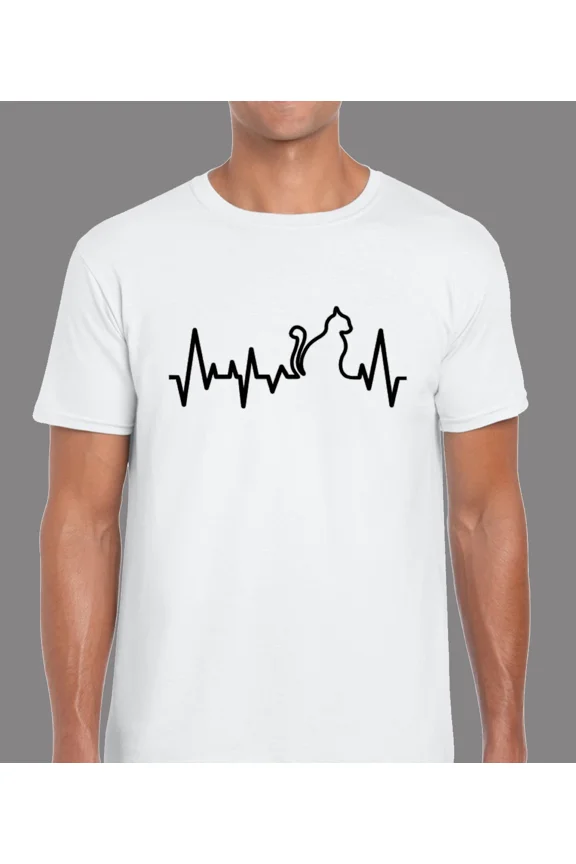 Cat EKG Heartbeat ECG Funny Cute Kitten Pet Animal Lover Nurse Gift Unisex T-Shirt ,up to size 5XL