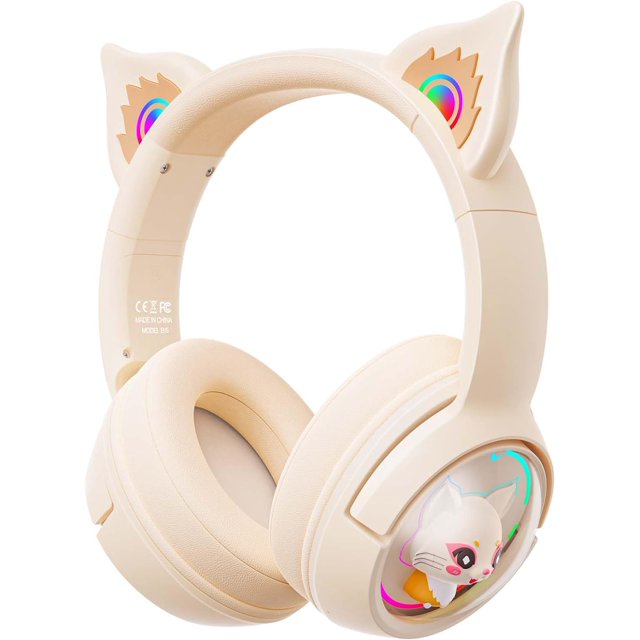 Cat Ear Bluetooth Headphones, Wireless OverEar Headphone with RGB