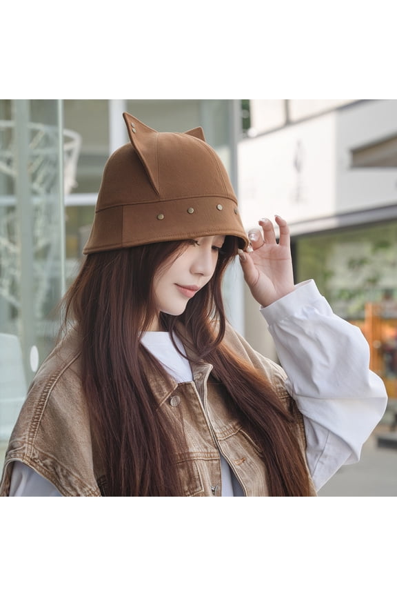 Cat Ear Cap for Women Men Cotton Sailor Beanie Skull Cap