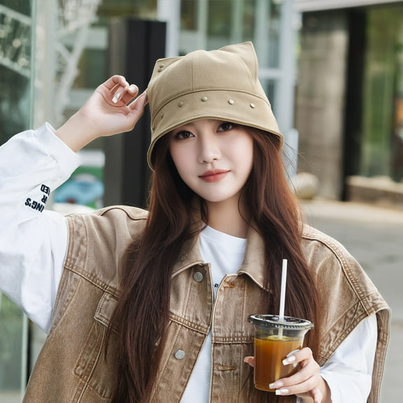 Cat Ear Cap for Women Men Cotton Sailor Beanie Skull Cap