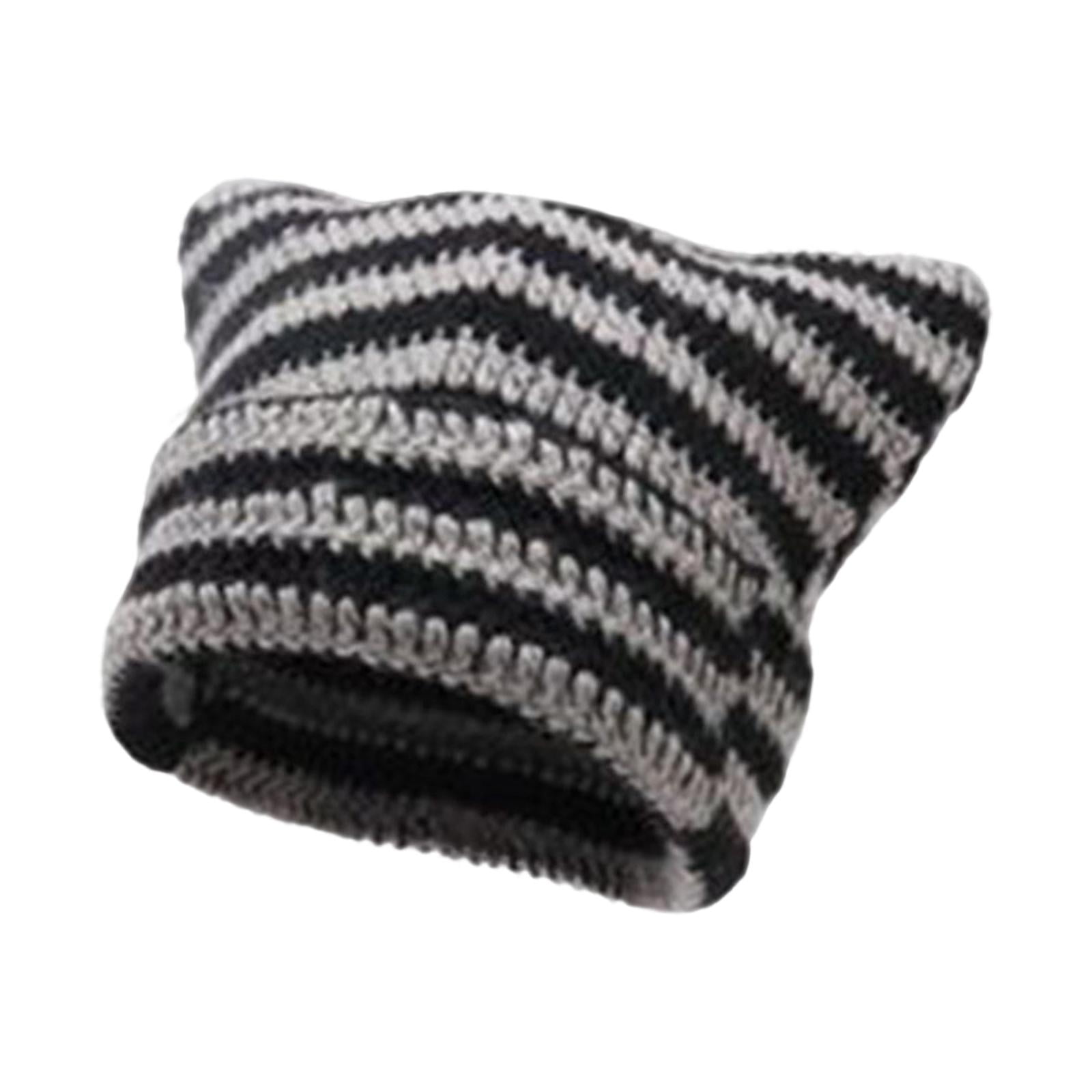 帽子 PERVERZE Crochet Knit Hat / Black Black Pop Stitch Crochet Hat - CocoZini