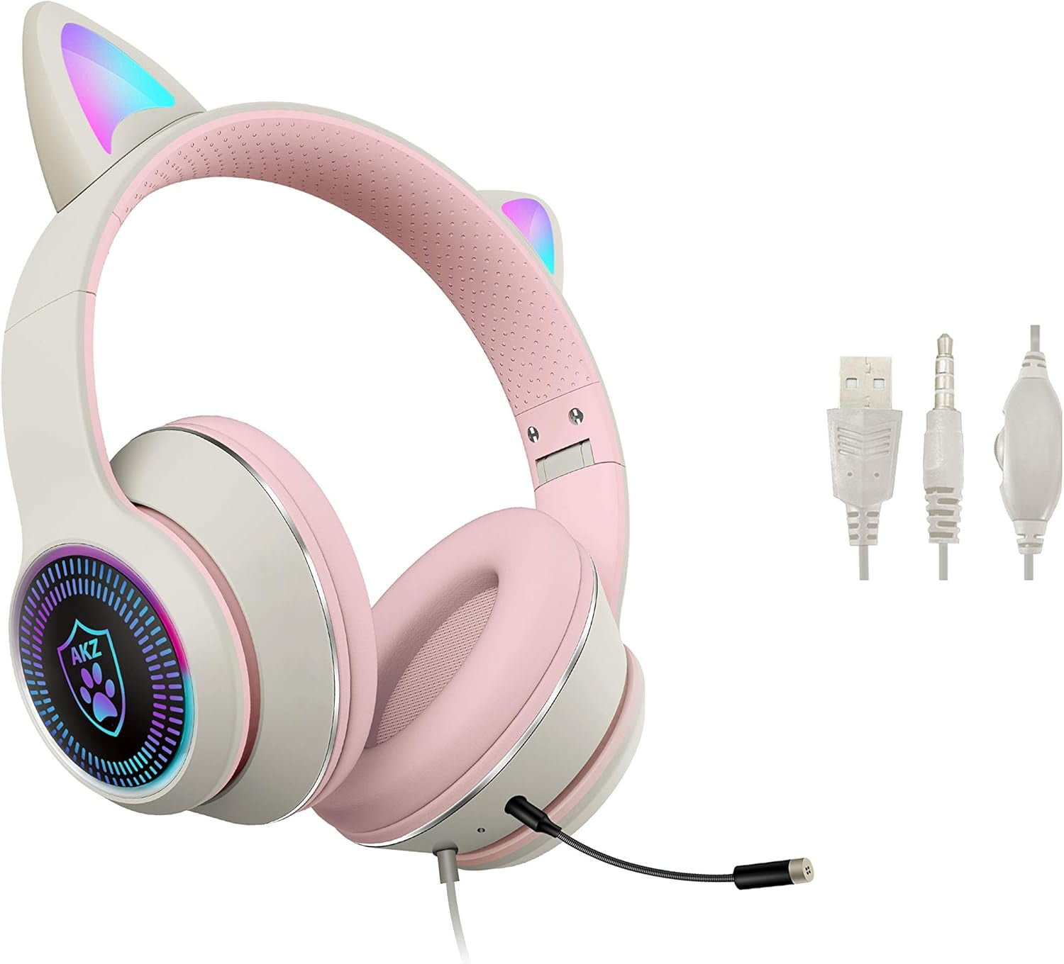 Cat Ear Gaming Headset with Microphone Flashing Glowing Stereo Headset$stereo Surround Earmuff Headset Bluetooth Headset