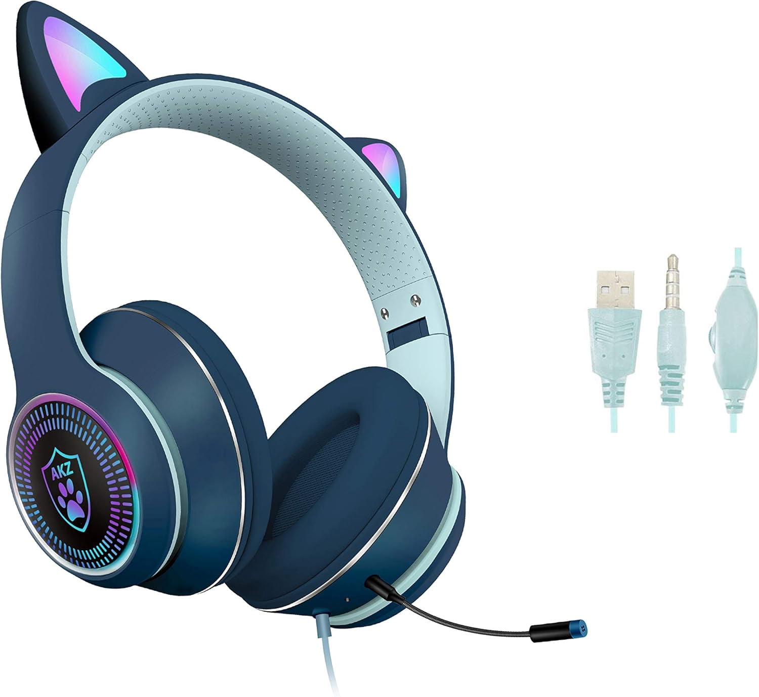 Cat Ear Gaming Headset with Microphone Flashing Glowing Stereo Headset$stereo Surround Earmuff Headset Bluetooth Headset