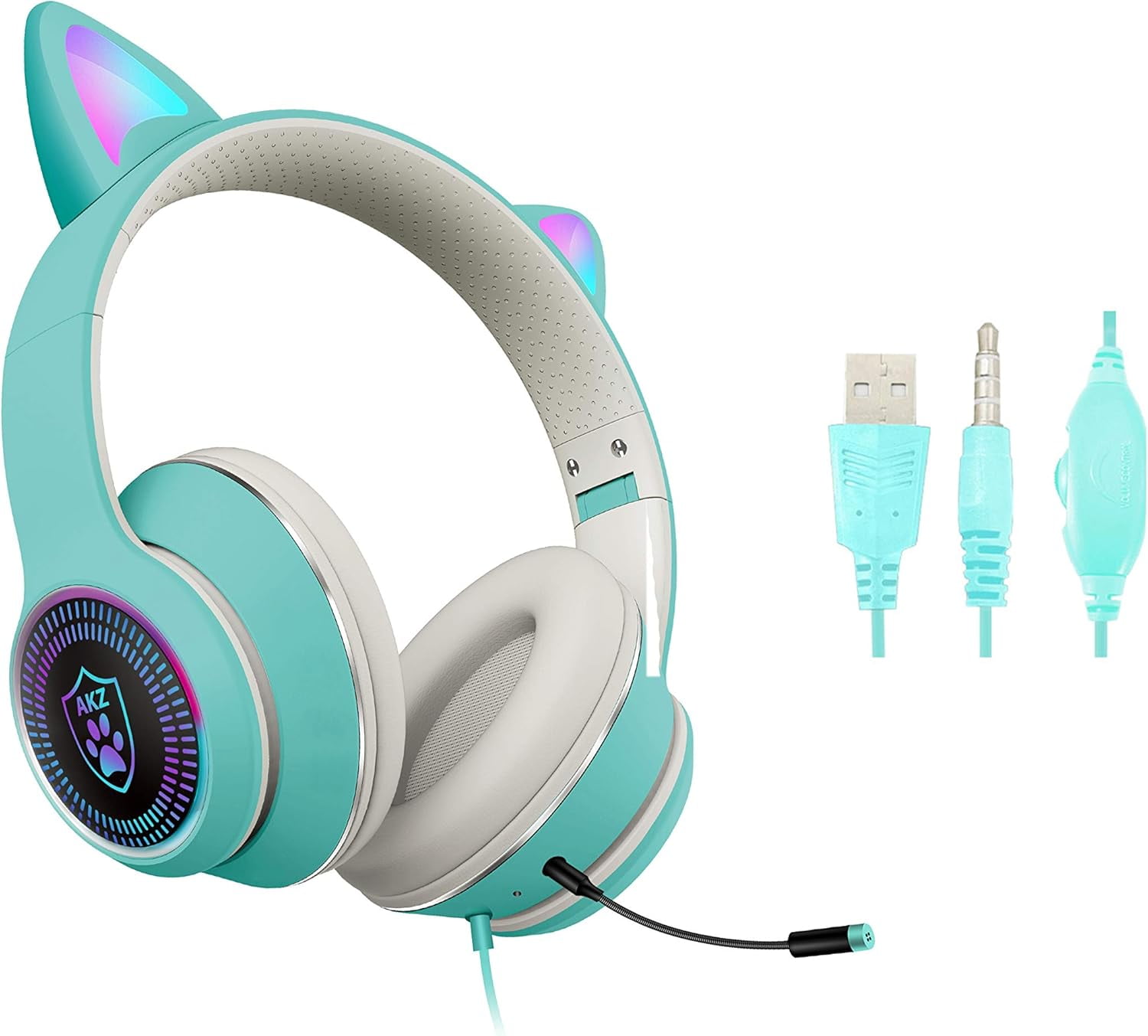 Cat Ear Gaming Headset with Microphone Flashing Glowing Stereo Headset$stereo Surround Earmuff Headset Bluetooth Headset