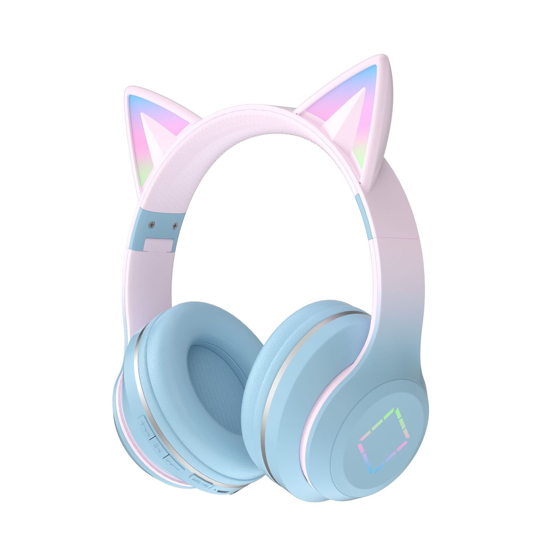 Cat Ear Gradient Bluetooth Headphone RGB Light TF/AUX HIFI Surround Stereo ANC Noise Reduction Headset for Playing games