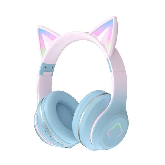 Cat Ear Gradient Bluetooth Headphone RGB Light TF/AUX HIFI Surround Stereo ANC Noise Reduction Headset for Playing games