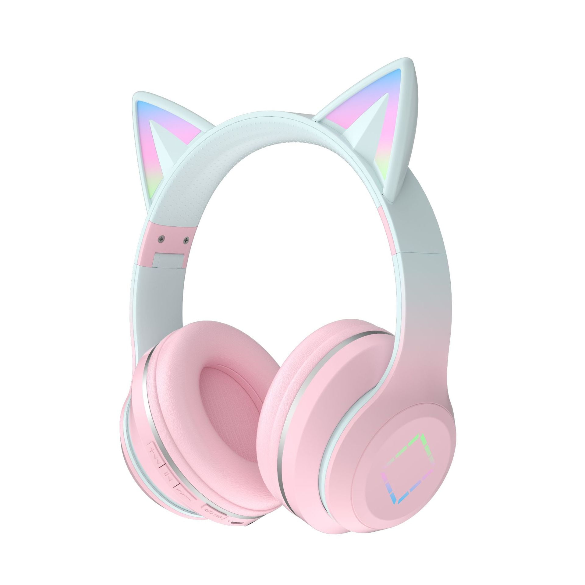 Cat Ear Gradient Bluetooth Headphone RGB Light TF/AUX HIFI Surround Stereo ANC Noise Reduction Headset for Playing games