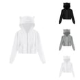 thumbnail image 1 of Cat Ear Hoodies for Women 2025 Long Sleeve Zip Up Cropped Cute Hoodie with Pockets Hooded Sweatshirt Women Jacket, 1 of 6