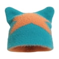 thumbnail image 1 of Cat Ear Knit Beanie Five Point Star Adult Winter Warm Slouchy Cap, 1 of 3