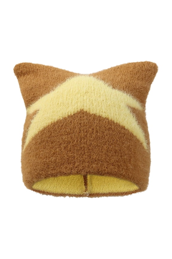 Cat Ear Knit Beanie Five Point Star Adult Winter Warm Slouchy Cap