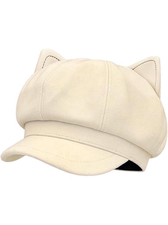 Cat Ear Newsboy Cap Cute Beret Paperboy Caps Cabbie Vintage Octagonal Cap Winter Autumn Hat