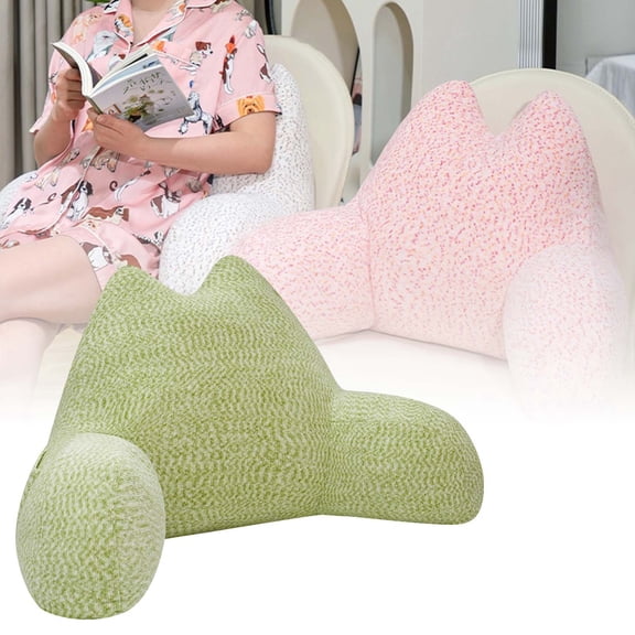 Cat Ear Shaped Bed Rest Reading Pillow with Arm Support Backrest Lumbar Cushion with Kitten Ear Design Soft Breathable Back Cushion with Armrest for Sitting in Bed Sofa Office Chair Car Seat