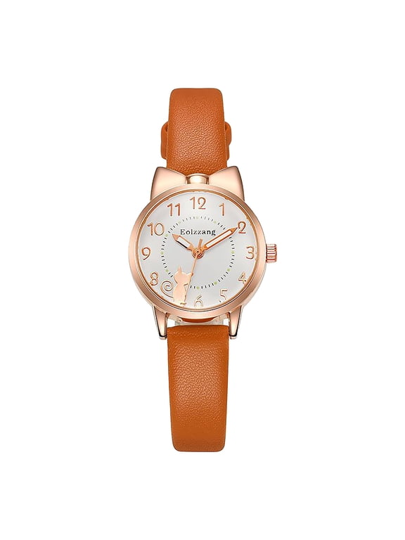 Cat Ear Watches for Women Cute Sweet Bow Quartz Ladies Watches Round Shape Wristwatches