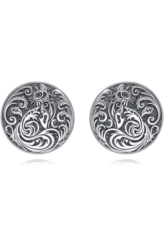 Cat Earring Sterling Silver Filigree Stud Earrings Cute Animal Jewelry Gifts for Women Cat lovers