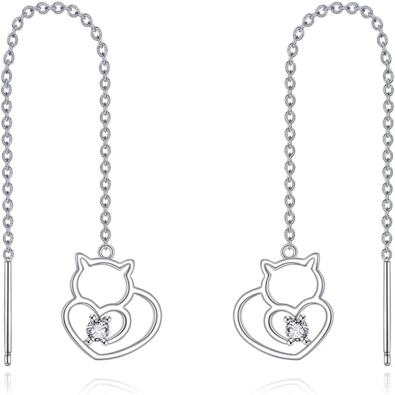 Cat Earrings 925 Sterling Silver Kitty Jewelry Birthday Gifts for Mother Wife Cat Earrings for Women
