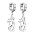thumbnail image 1 of Cat Earrings Animal Cute Kitten Stainless Steel Dangle Drop Earring Jewelry Gift, 1 of 9