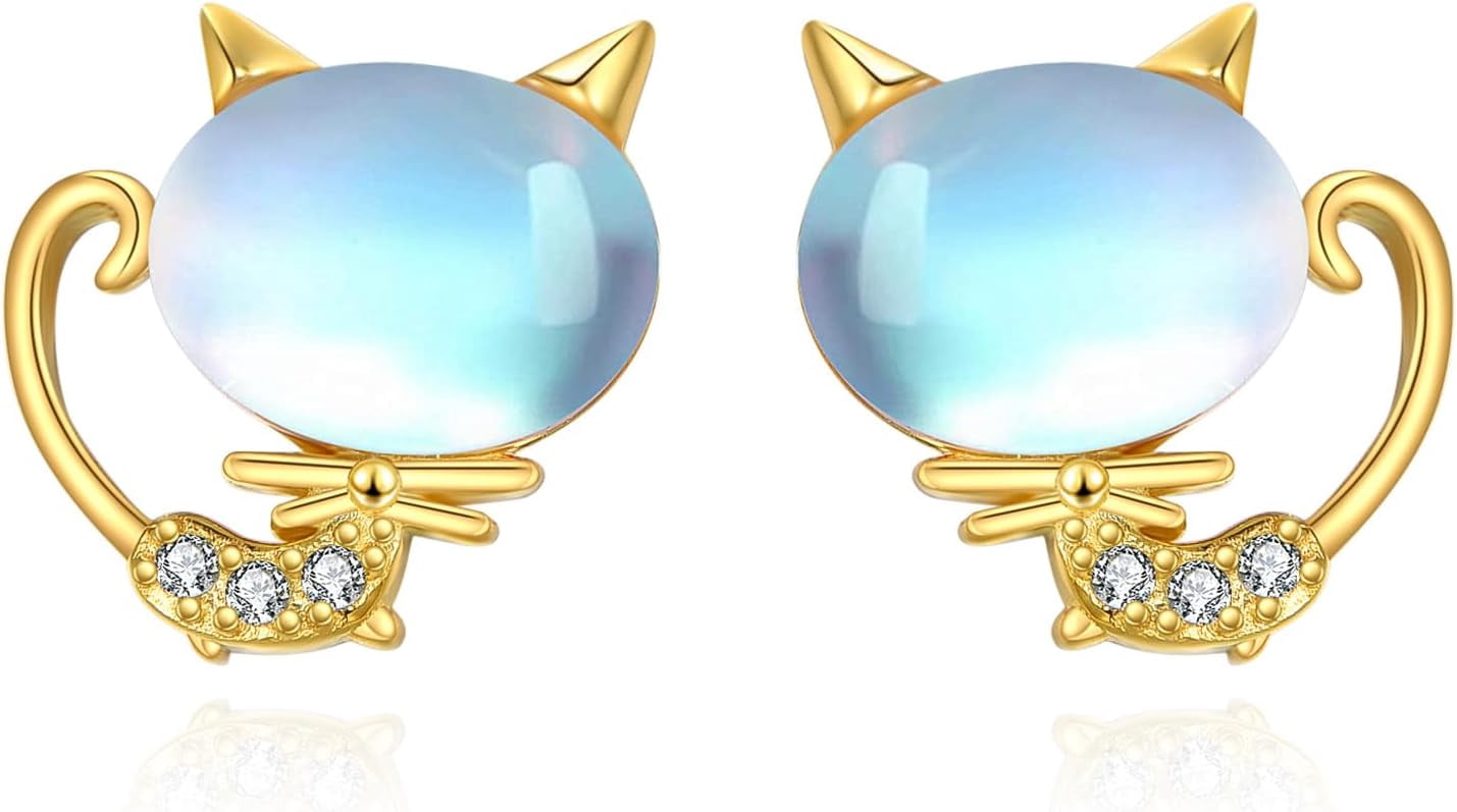 Cat Earrings Sterling Silver Dangle Drop Leverback Earrings Jewelry Gifts for Women