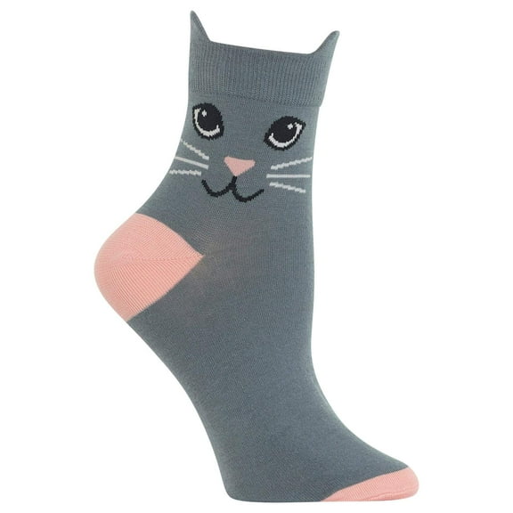 Cat Ears Grey Ladies Anklet Socks