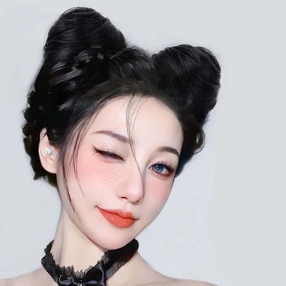 Cat Ears Hair Donut Chignon Clip-In Messy Hair Bun - Space Bun Hair Pieces, Cat Ear Hair Extensions, Wig Accessory, Ponytail Hairpieces Synthetic Fiber, Easy DIY, Trendy Style