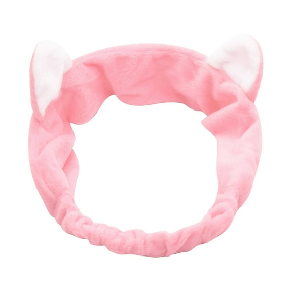 Cat Ears Hair Headbands | Elastic Wash Spa Band | Washable Makeup Wrap | Cute Headbands for Facial Care & Styling(Pink)