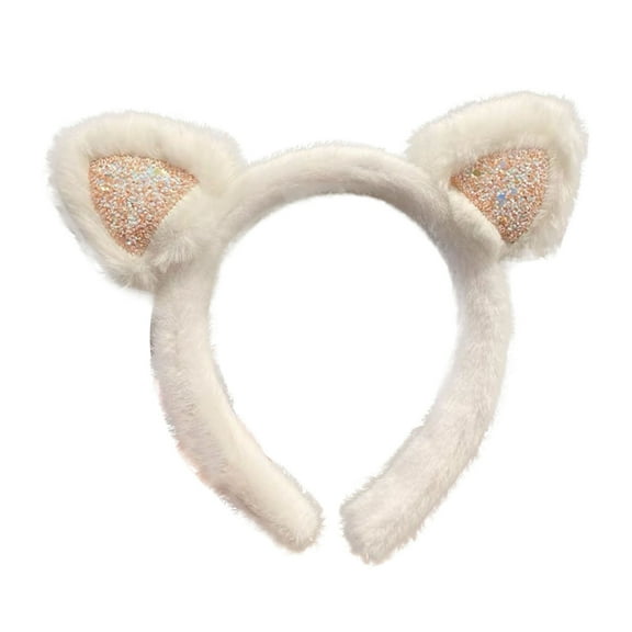 Cat Ears Headband Soft Elastic Hair Clip for Women Cute Animal Ear Hairband Movable Accessory Party Christmas Dress Up Head Wear