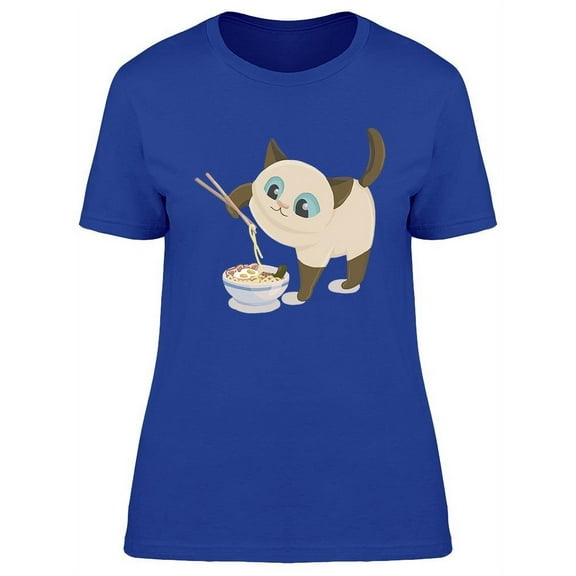 Cat Eating A Ramen   T-Shirt Women -Image by Shutterstock, Female x-Large