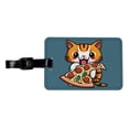 thumbnail image 1 of Cat Eating Pizza Funny Faux Leather Travel Luggage Tag, 1 of 7