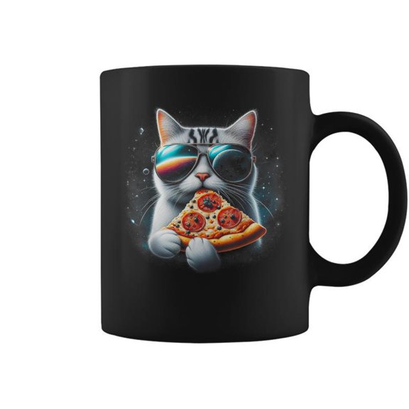 Cat Eating Pizza In Space Kitty Galaxy Coffee Mugs