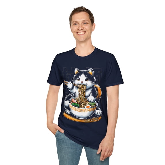 Cat Eating Ramen Food Cat Lover Ramen Noodles Eater TShirt