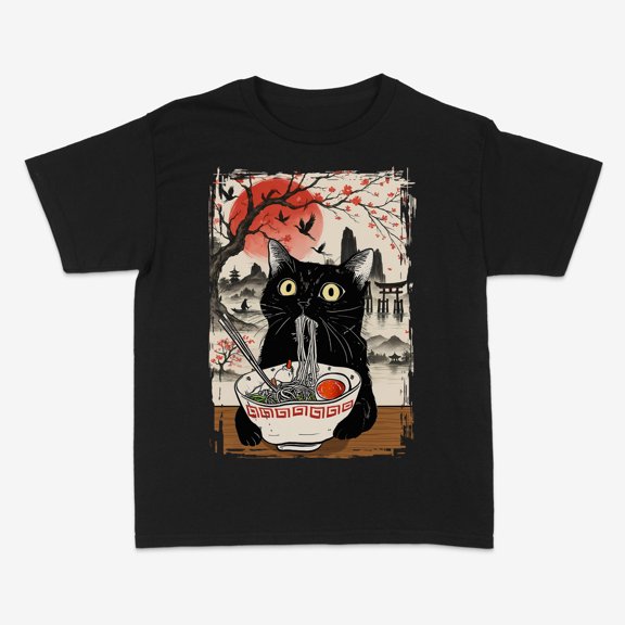 Cat Eating Ramen Shirt, Cute Gift For Cat Lover, Funny Cat Meme Cat Shirt