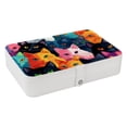 thumbnail image 1 of Cat Elegant PU Leather Earring Organizer Storage Box Decorative Box with Removable Compartment - Portable, 1 of 6