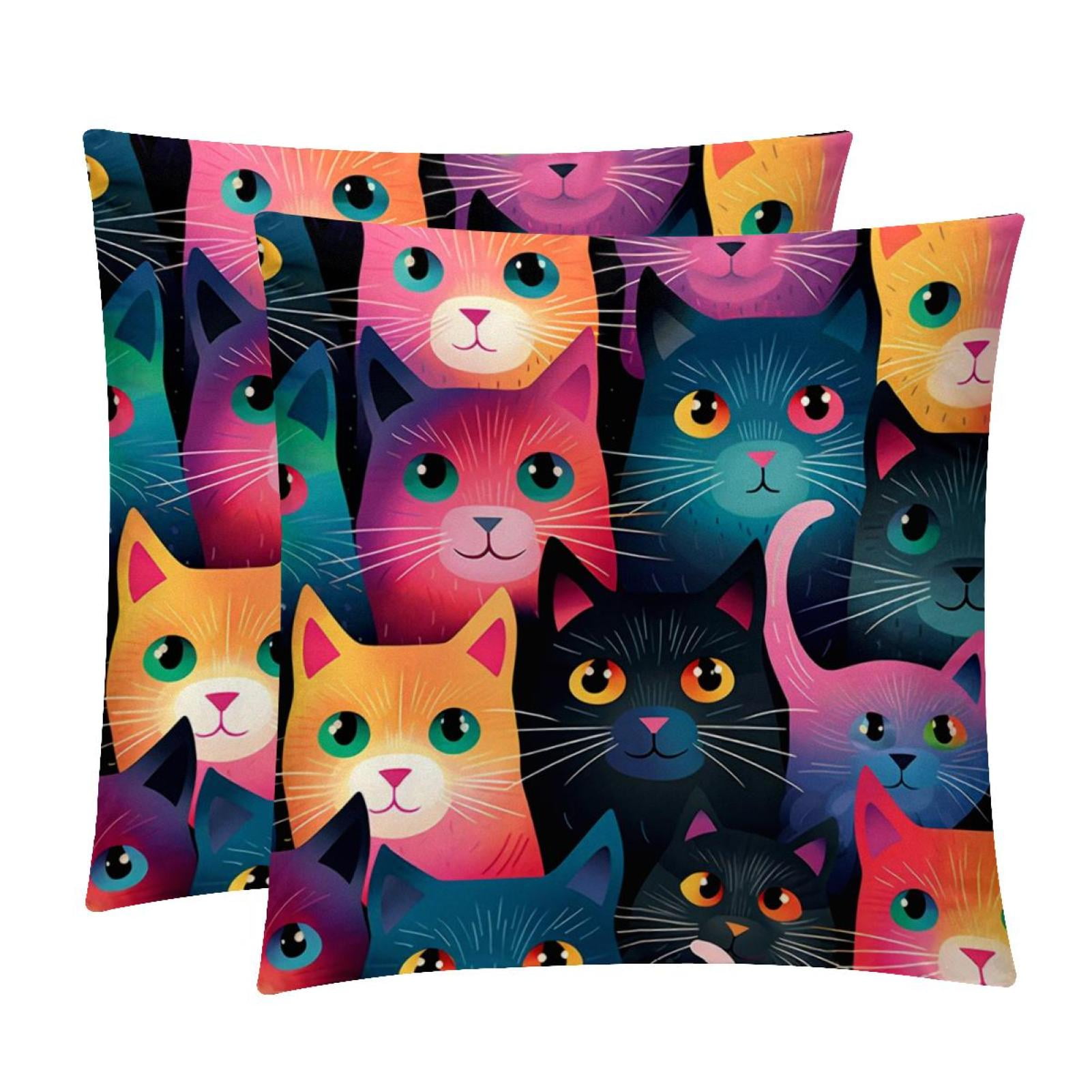Cat Elegant Velvet Throw Pillows with Unique Patterns for Chair Pillow