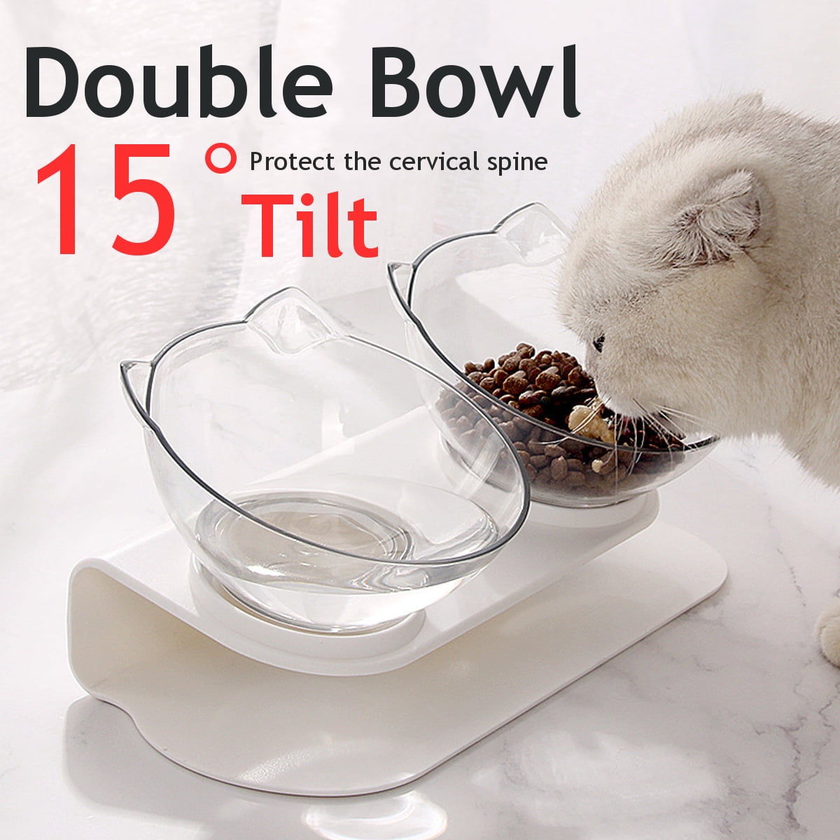 Cat Elevated Bowl, Pet Feeding Bowl Raised The Bottom, Transparent Cat