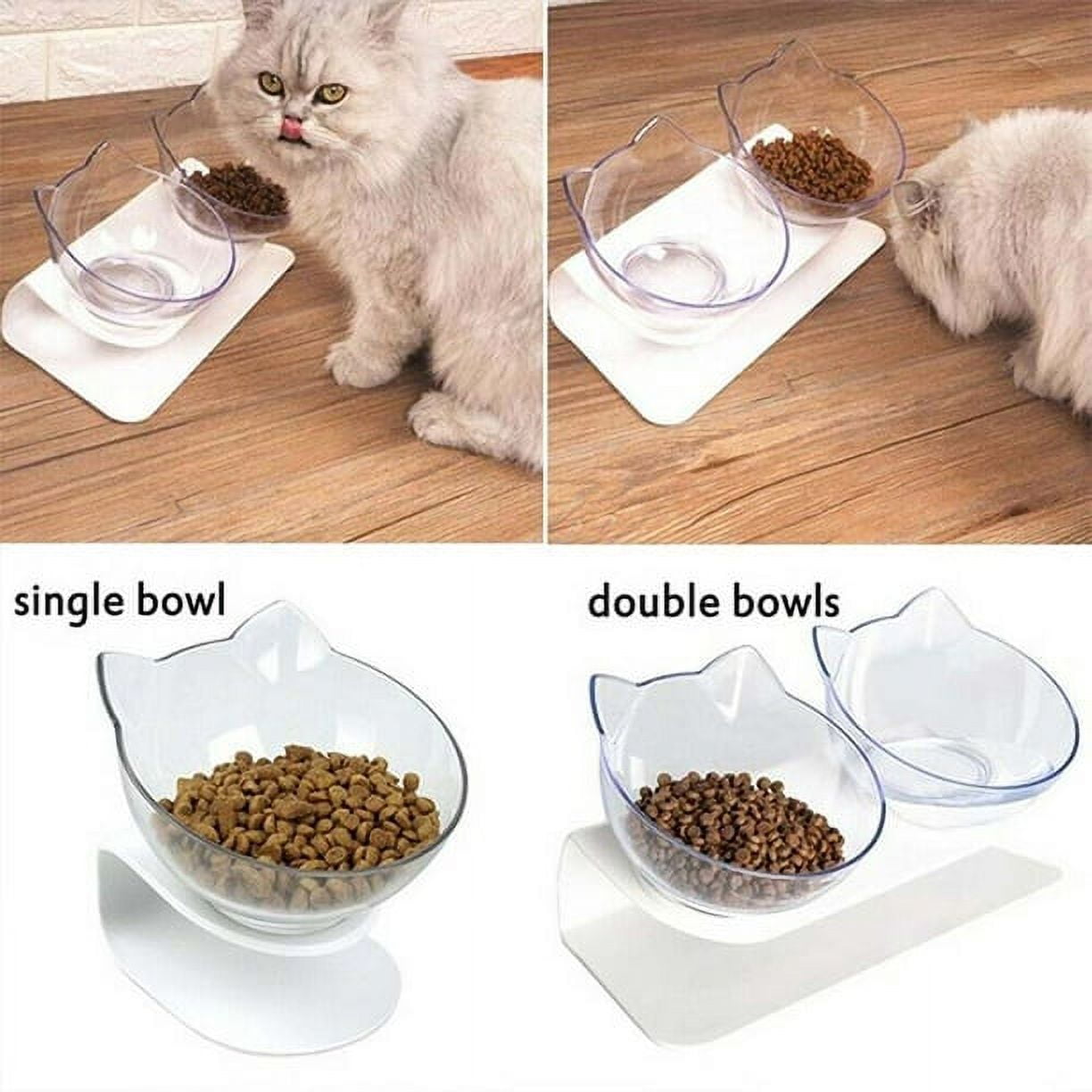Cat Elevated Bowl,Transparent Cat Bowl With Holder Antislip,Pet