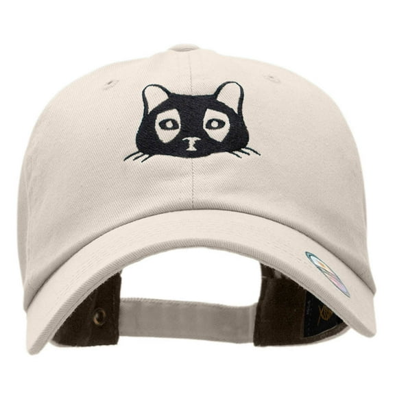Cat Embroidered Unstructured Cotton Twill Cap - Beige OSFM